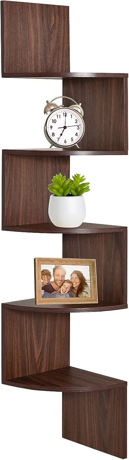 Walnut corner shelf 5 tiers by GreenCo