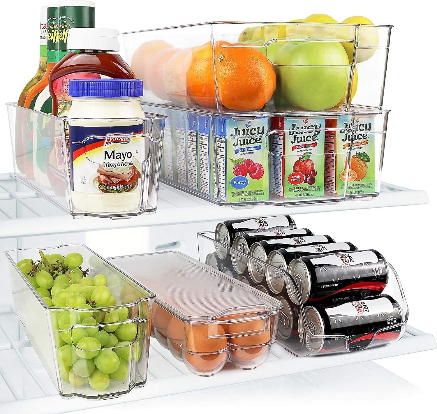 Clear stackable fridge bins set by GreenCo